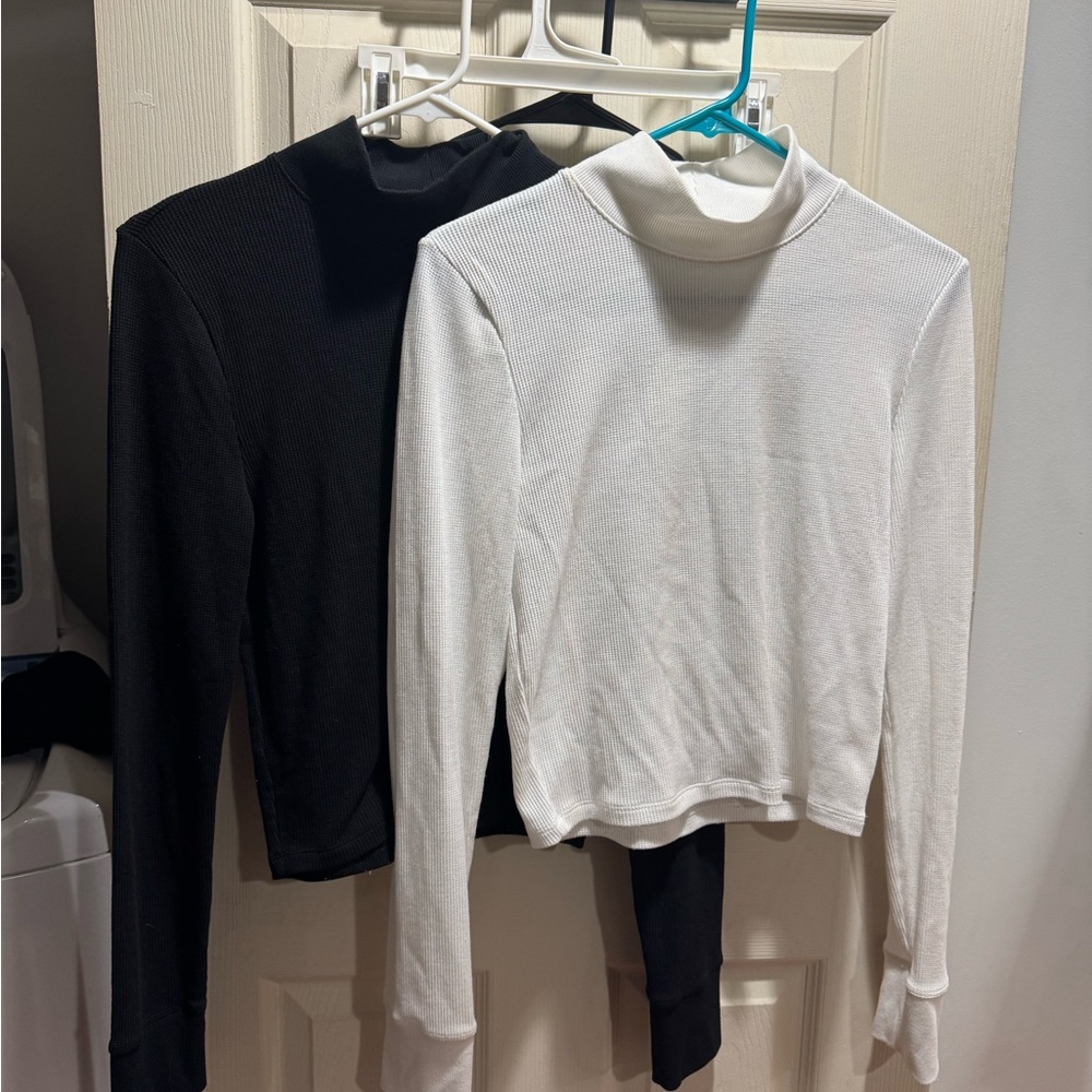 Black and White Ribbed Mockneck Bundle